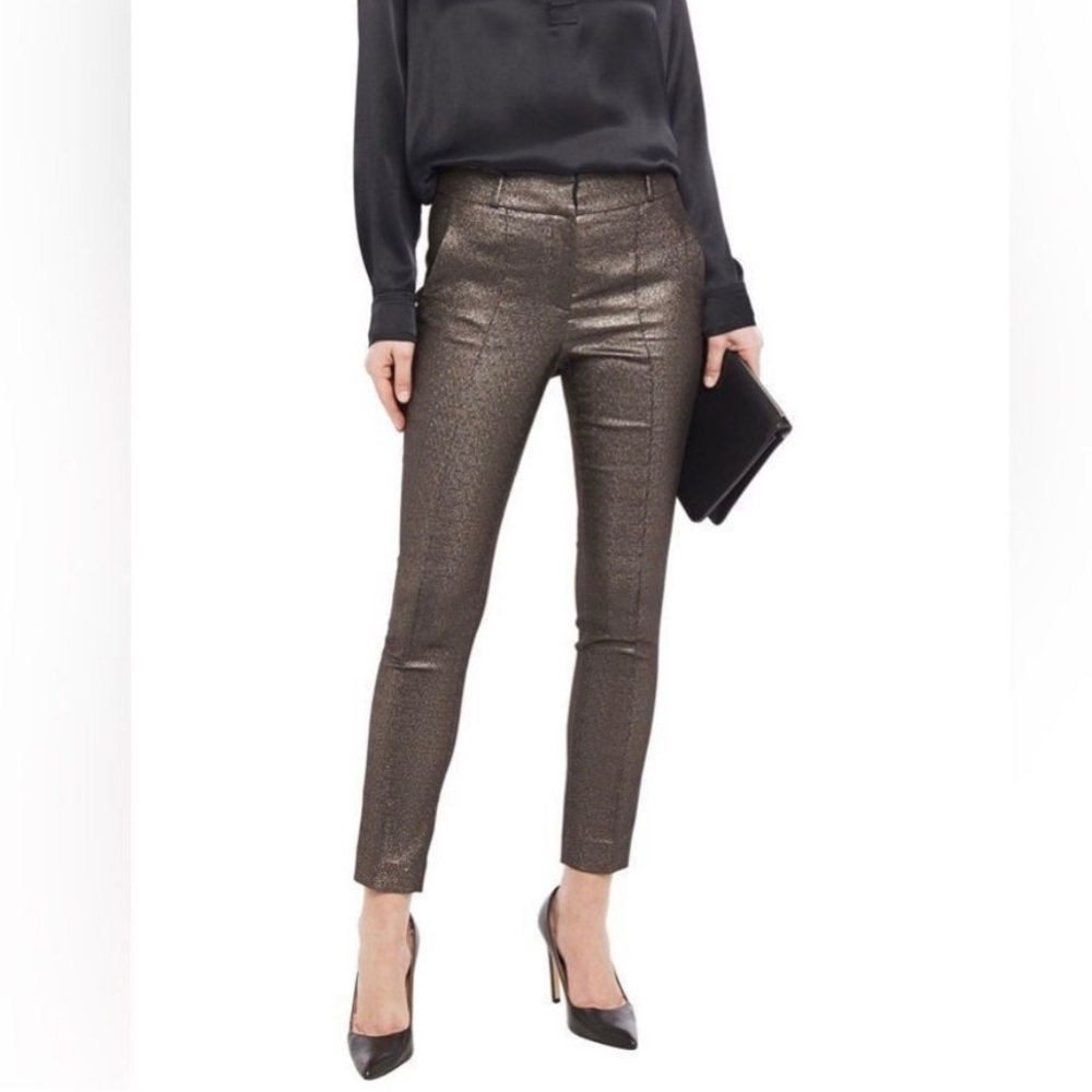 NWOT Women’s VERONICA BEARD gold Metallic stretch skinny pants size 6